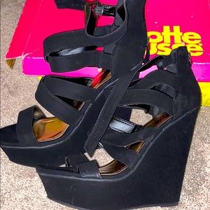 Black Wedge Heels
